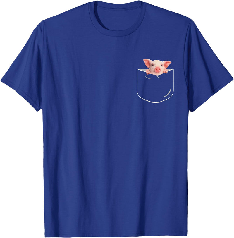 Pocket Pig Funny Pig In Pocket Gift T-Shirt - Unisex-Adults - Black - Small - Short Sleeve - Cotton 100% - Novelty T-Shirt - Royal Blue