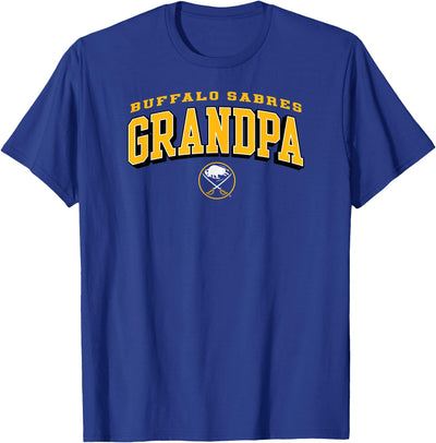 Cow Mens Buffalo Sabres Grandpa Arch Blue Nhl Officially T-Shirt