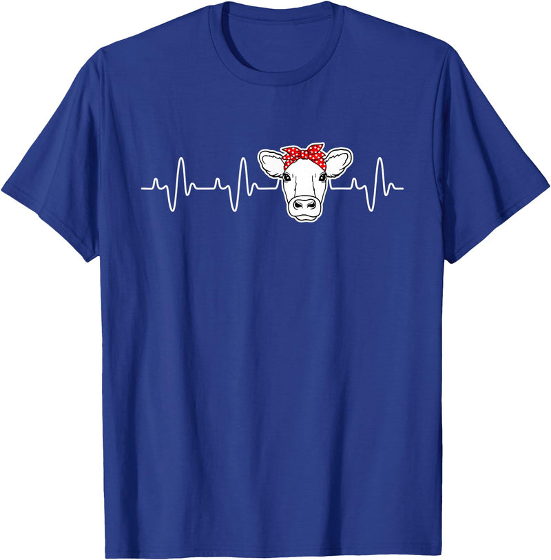 Cute Cow Lover funny DM Cattle Cow Heart Valve EKG Heartbeat, Cute Cow Lover funny T-Shirt - Royal Blue