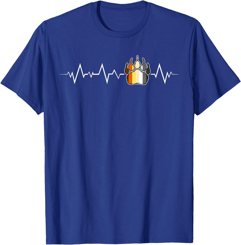 Bear Community Bear Brotherhood Gay Men Gifts Gay Bear Pride Heartbeat Paw Minimal Bear Flag T-Shirt - Royal Blue