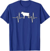 Animal Funny Farmer Farmers Gift Cow Cattle Beef Heartbeat Funny T-Shirt - Royal Blue