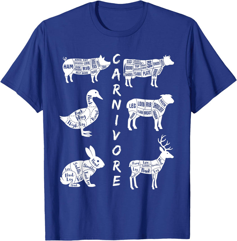 The Carnivore Carnivore - Cow Pig Duck Lamb Rabbit Deer T-Shirt - Royal Blue