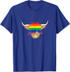 Ayeland co Cute Gay Pride Shirt LGBT flag scottish highland cow t shirt T-Shirt - Royal Blue