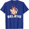 Funny Happy Piglet Farm Life Farmer Motivational Believe Flying Pig with Sunglasses Funny Animal Lover Gifts T-Shirt - Royal Blue