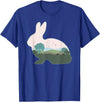 Rabbit Print with Landscape Rabbit Lover - Hare Bunny T-Shirt in Royal Blue