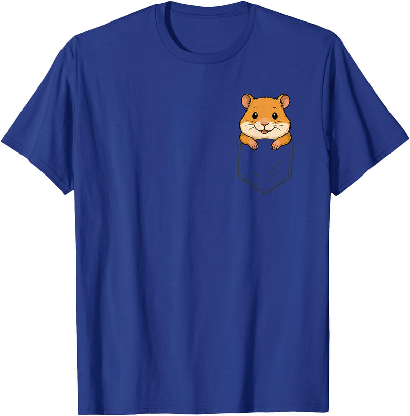 Funny Hamster Peeking in Pocket Animal Lover Men Women Kids T-Shirt - Royal Blue