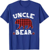 Uncle Bear Buffalo Dark Red Plaid Christmas Pajama Family T-Shirt - Royal Blue