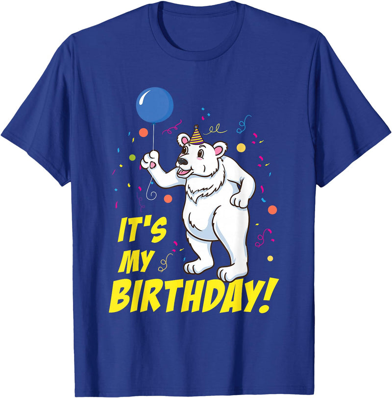 Hiking Lover Design Its My Birthday Polar Bear T-Shirt - Royal Blue