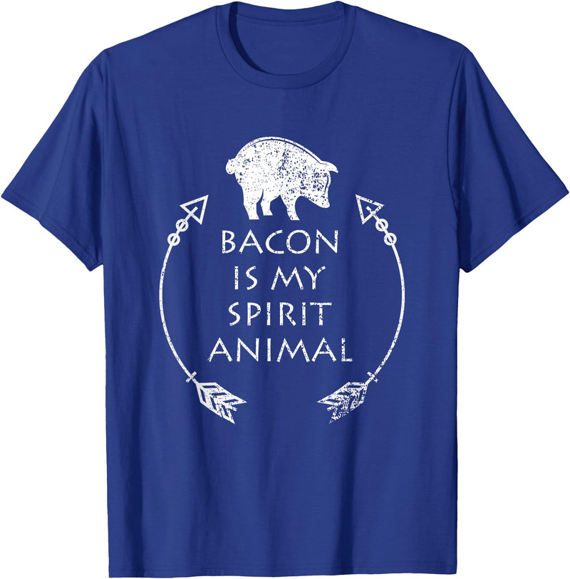 Pig Tees by MasArt Bacon is my Spirit Animal Funny Pig T-Shirt Distressed Gift T-Shirt - Royal Blue