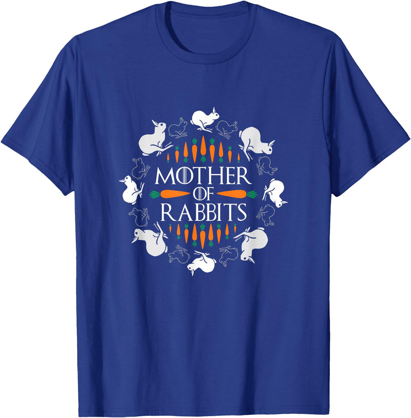 Rabbit Lovers Mother of Rabbits Cute Bunny Graphic T-Shirt in Royal Blue