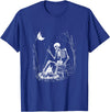 RetroPop Vintage Gear Camping Skeleton Bones Halloween Forest Campfire Graphic T-Shirt - Royal Blue