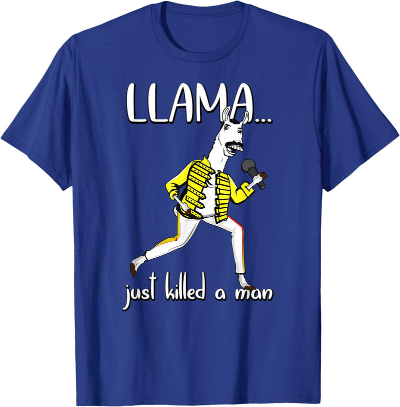 Llama Shirts For The Whole Family Co. Llama Just Killed A Man, Funny Singing llama Parody Gift T-Shirt - Royal Blue