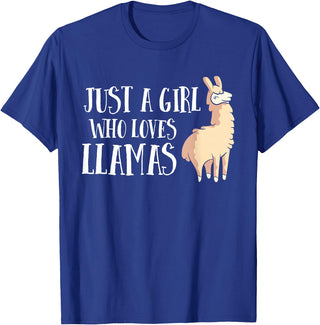 Funny Llama And Alpaca Gifts Funny Llama Girl Just A Girl Who Loves Llamas T-Shirt - Royal Blue