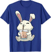 Cute Rabbit Lover Bunny Graphic T-Shirt (Olive Green) in Royal Blue