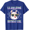 LLama Squad Shirts and Gifts Llama Birthday Girl Party Outfit Amazing Pun Fun Rainbow T-Shirt - Royal Blue
