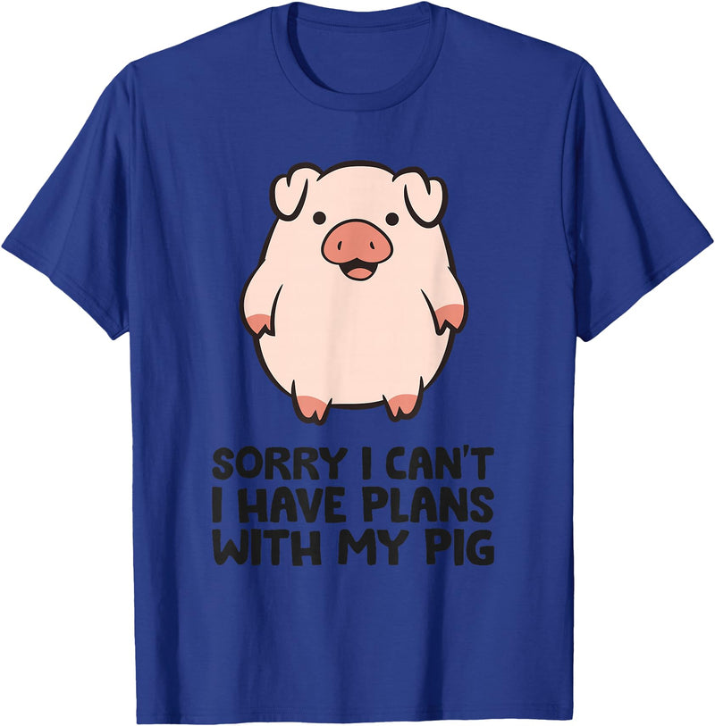Pig Lover and Pig Farmer Gifts And Tees Pig Farmer Sorry I Can't I Have Plans With My Pig T-Shirt - Royal Blue
