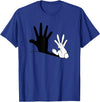 Hand Shadow Funny Chinese Shadow Rabbit T-Shirt in Royal Blue