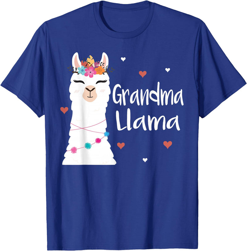 Me & Mommy Llama Co. Grandma Llama Cute Llamas Lover Best Grandmother Ever T-Shirt - Royal Blue