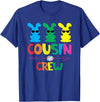 Easter Cousin Crew Rabbit Cute Matching Easter Day Party T-Shirt in Royal Blue