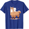 Kawaii Valentine Llama And Cat Design Cute Llama And Cat T-Shirt - Royal Blue