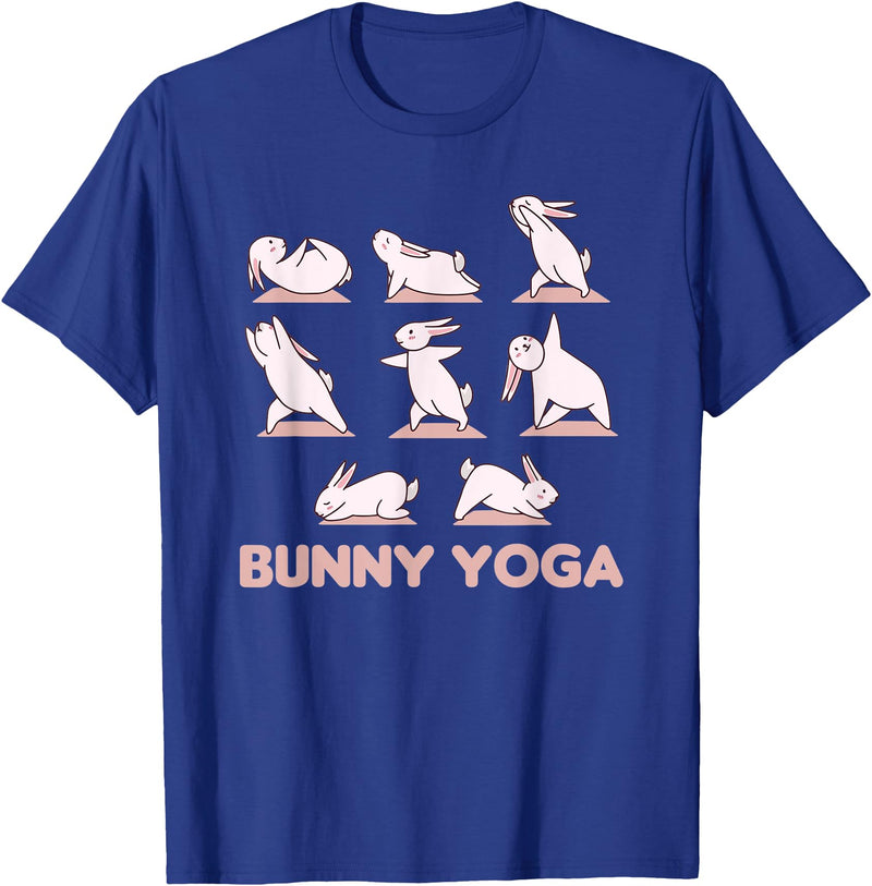Bunny Yoga Cute Rabbits Do Sport T-Shirt in Royal Blue