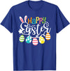 Happy Easter Bunny Rabbit Face Funny Easter Day Women Girls T-Shirt (Black) in Royal Blue