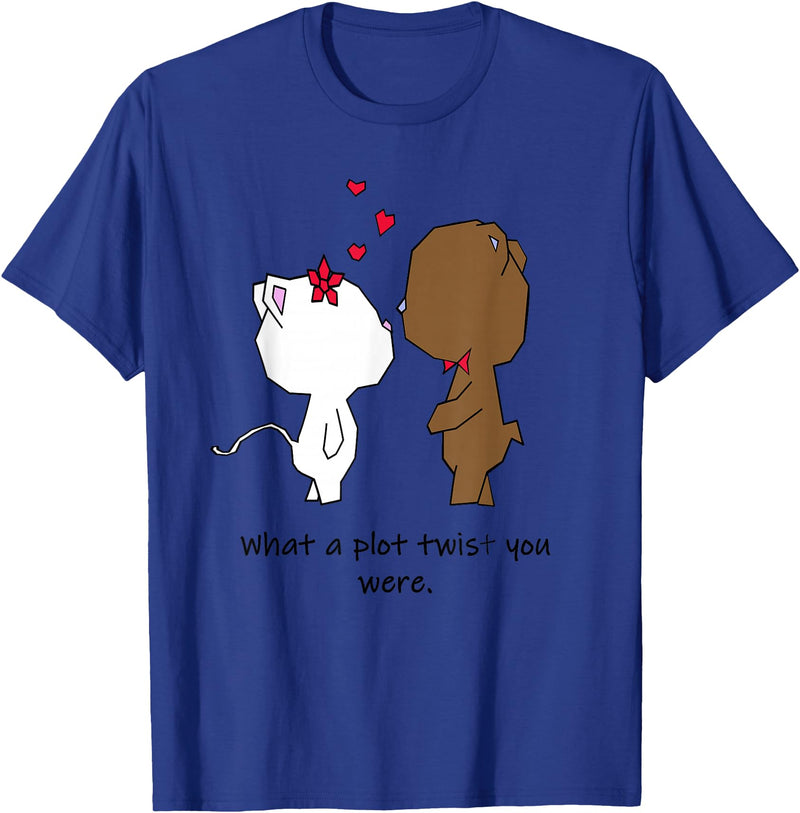 Valentinstag Geschenk - Love Animal Couple Love Animal Cat and Bear Couple - Valentine's Day Gift T-Shirt - Royal Blue