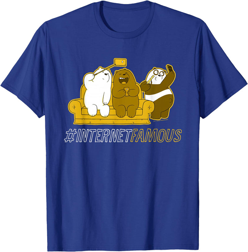 Cartoon Network We Bare Bears Grizz Panda Ice Bear Internet Famous T-Shirt - Royal Blue