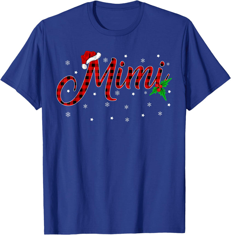 Buffalo Plaid Matching Christmas Pajamas Gifts Funny Matching Family Buffalo Plaid Mimi Christmas Pajama T-Shirt - Royal Blue