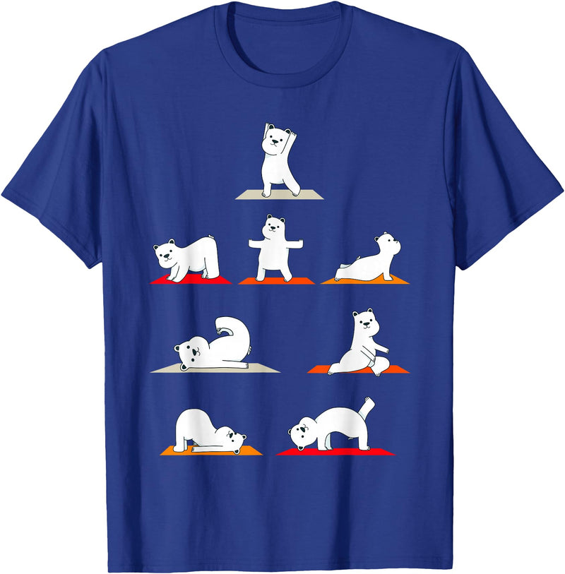 Cute Polar Bear Yoga Coach Women Girls Polar Bear Yoga Poses Streching Polar Bears Meditation T-Shirt - Royal Blue