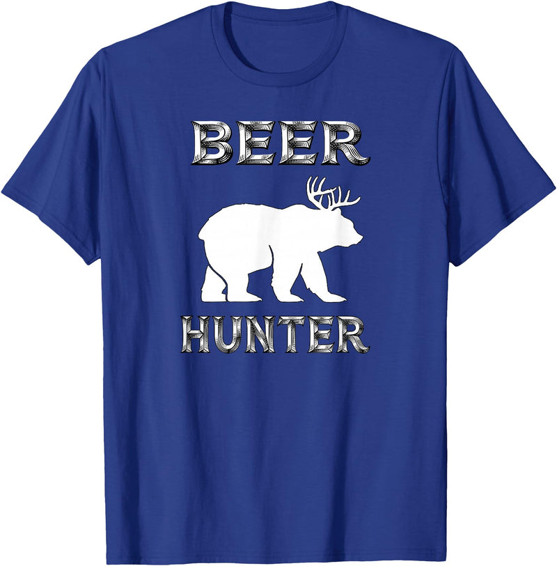 funny Beer Hunter shirt Funny Bear Deer BEER Hunting Tee Shirt T-Shirt - Royal Blue