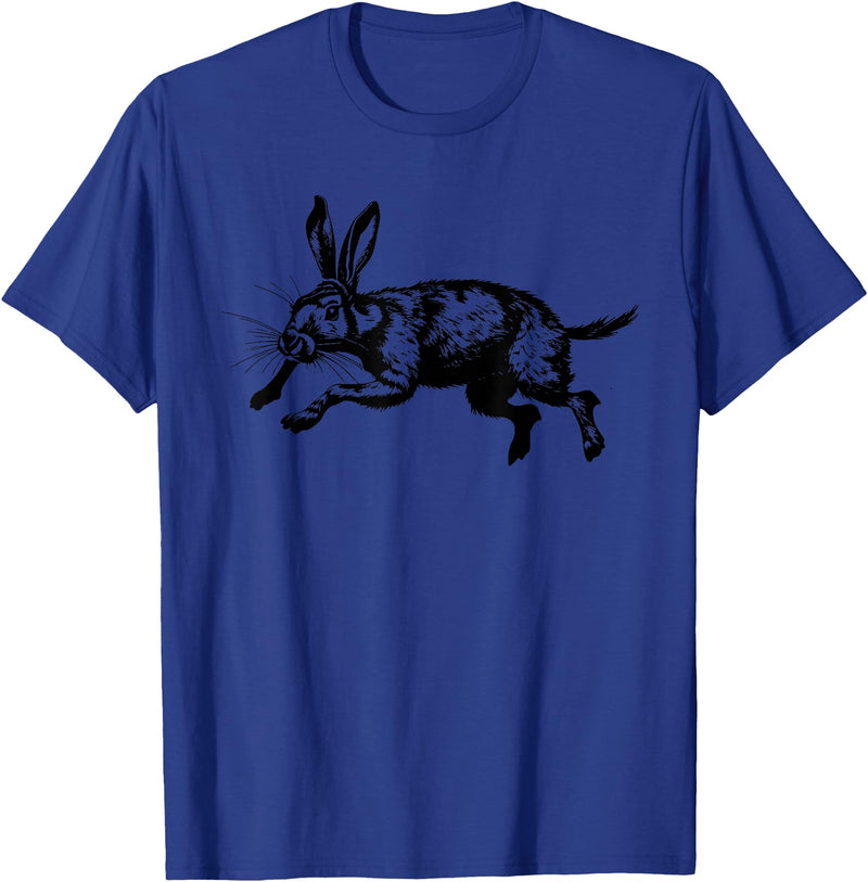 Jackrabbit Bunny Rabbit Hare Minimalist Animal Drawing T-Shirt in Royal Blue