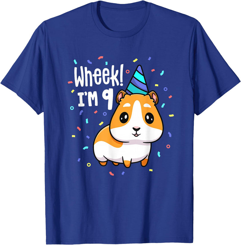 Guinea Pig Birthday by Joy Haus Guinea Pig Birthday Party Wheek Kids 9 Year Old 9th Outfit T-Shirt - Royal Blue