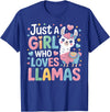 Funny Adorable Llama Lover Just a Girl Who Loves Cute Llamas Gifts for Girls Kids T-Shirt - Royal Blue