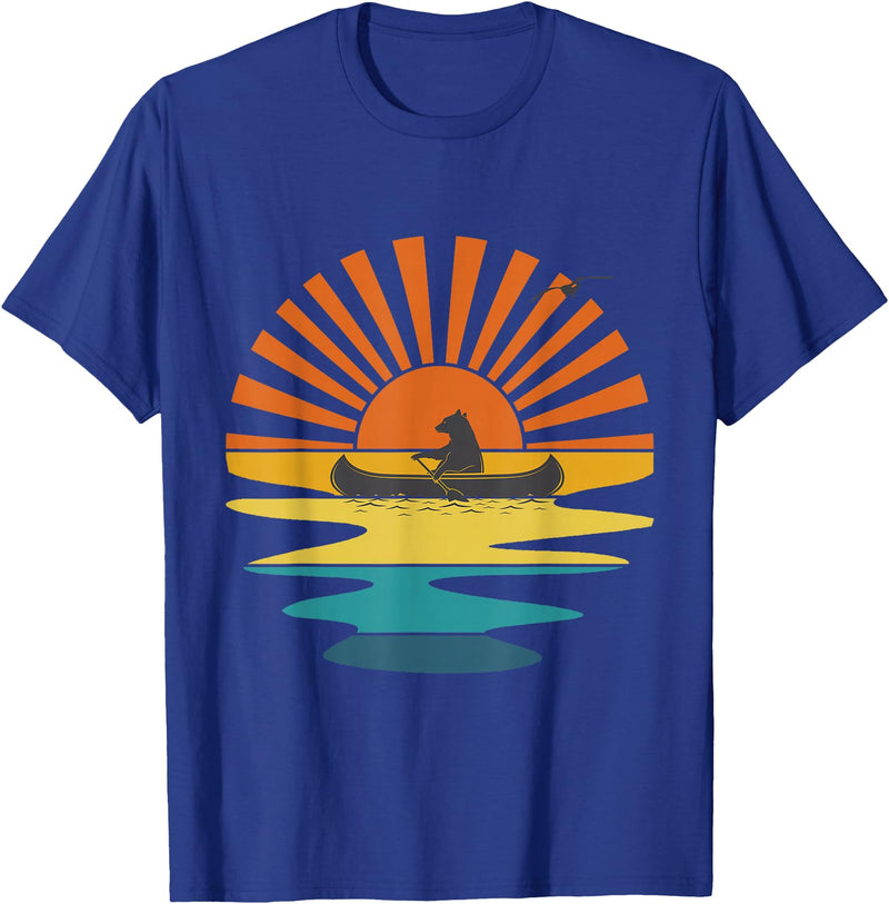 BOLD POD Sunset Canoe Bear T-Shirt - Royal Blue