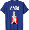 Womens Llama Shirts for Girls Llama Queen | Girls Llama Tshirt | Womens Llama T-Shirt - Royal Blue