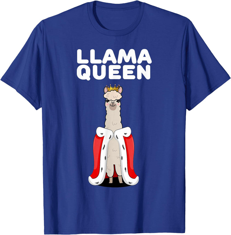 Womens Llama Shirts for Girls Llama Queen | Girls Llama Tshirt | Womens Llama T-Shirt - Royal Blue