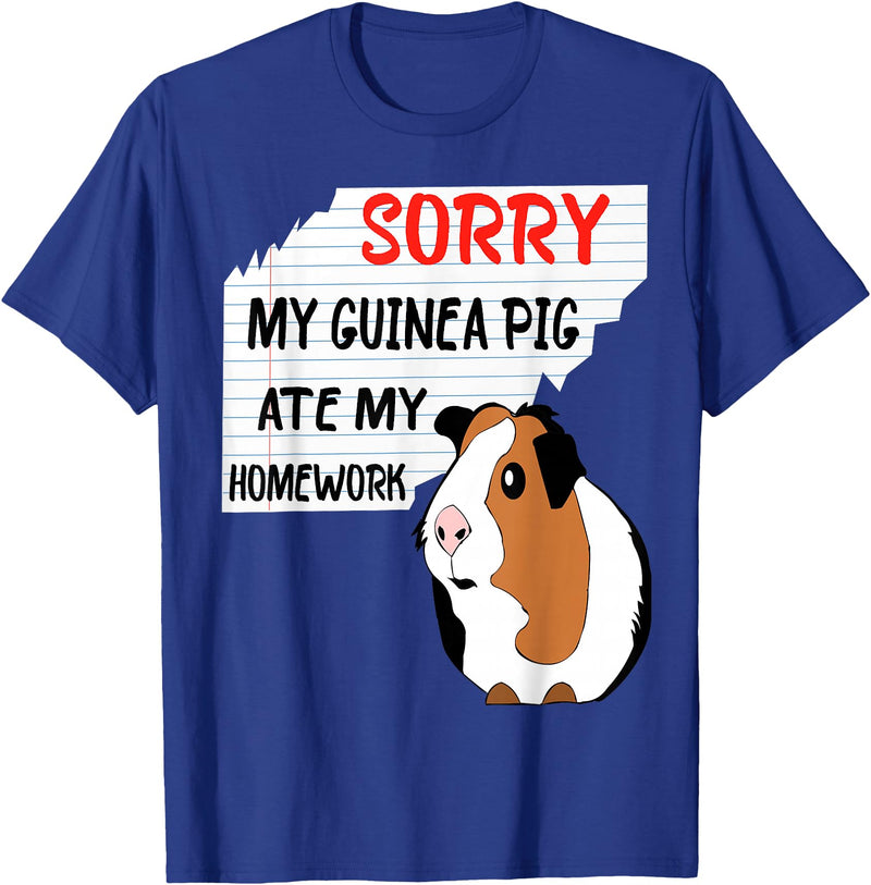 Funny Back to School Sorry My Guinea Pig Ate My Homework School Funny Guinea Pig T-Shirt - Royal Blue