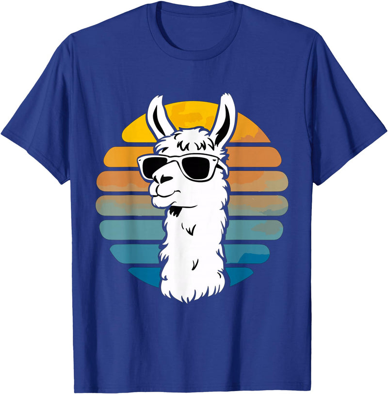 Alpaca Funny Llama Lover Funny Llama Sunglasses T-Shirt - Royal Blue