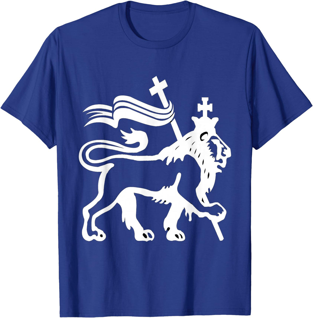 T and T Lion Christian Designs Lion Of Judah T-Shirt - Royal Blue