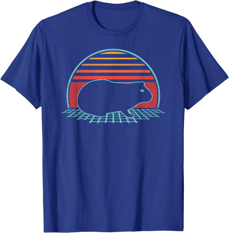 Guinea Pig Graphic Art Designs Guinea Pig Lover Animal Retro Vintage 80s Style T-Shirt - Royal Blue