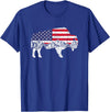 Gift for Animal Lovers & Fans Buffalo 4th Of July Patriotic US Flag American Buffalo Women Kids Men T-Shirt - Royal Blue