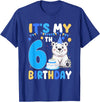 6th Birthday Polar Bear Lover Gift It's My 6th Birthday Polar Bear Themed Party 6 Year Old T-Shirt - Royal Blue