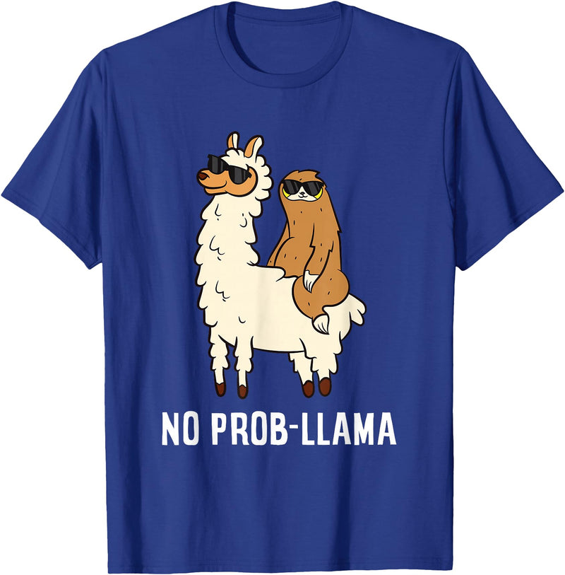 The Llama Lover No Prob-llama Cute No Prob Llama T-Shirt - Royal Blue
