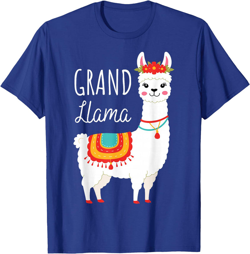 Mother's Day Gifts & Apparel Grand Llama - Grandma Grandmother Llama Lovers Mother's Day T-Shirt - Royal Blue