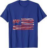 Bacon Lovers BBQ Grill Pork Pig Bacon Flag Pig American Patriot Cooking Grill T-Shirt - Royal Blue