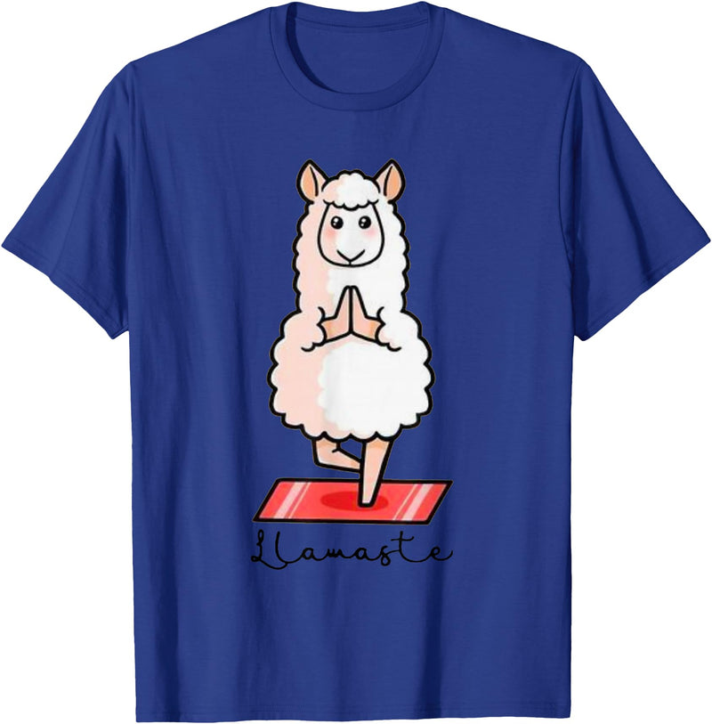 Dibba Designs Llamaste Llama Alpaca Yoga Exercise Fitness Gym Workout T-Shirt - Royal Blue