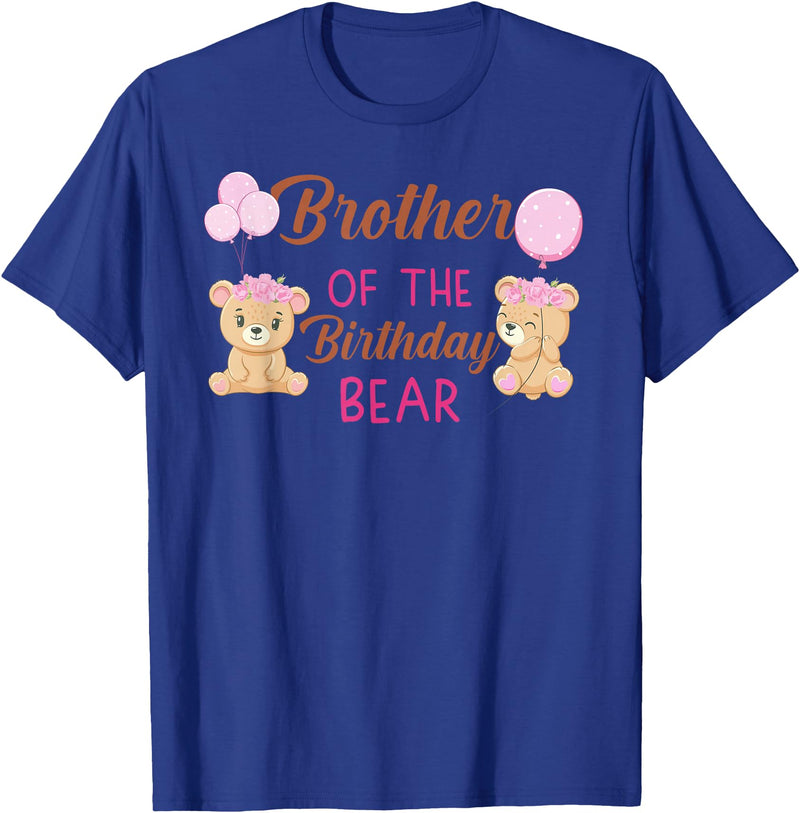 Family Birthday Bear Gifts Brother of The Birthday Girl Bear 1st Birthday Party Girl T-Shirt - Royal Blue