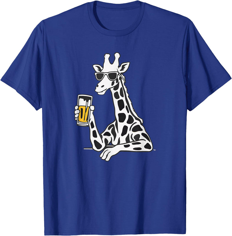 Laroli Aesthetic Art Cool Sunglasses Giraffe Beer Drinking Giraffe T-Shirt - Royal Blue