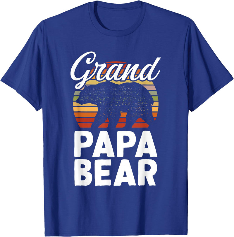 Crazy Grandpa Apparel & Gifts Fun Grandpa Animal Sunset Graphic - Grandpapa Bear T-Shirt - Royal Blue